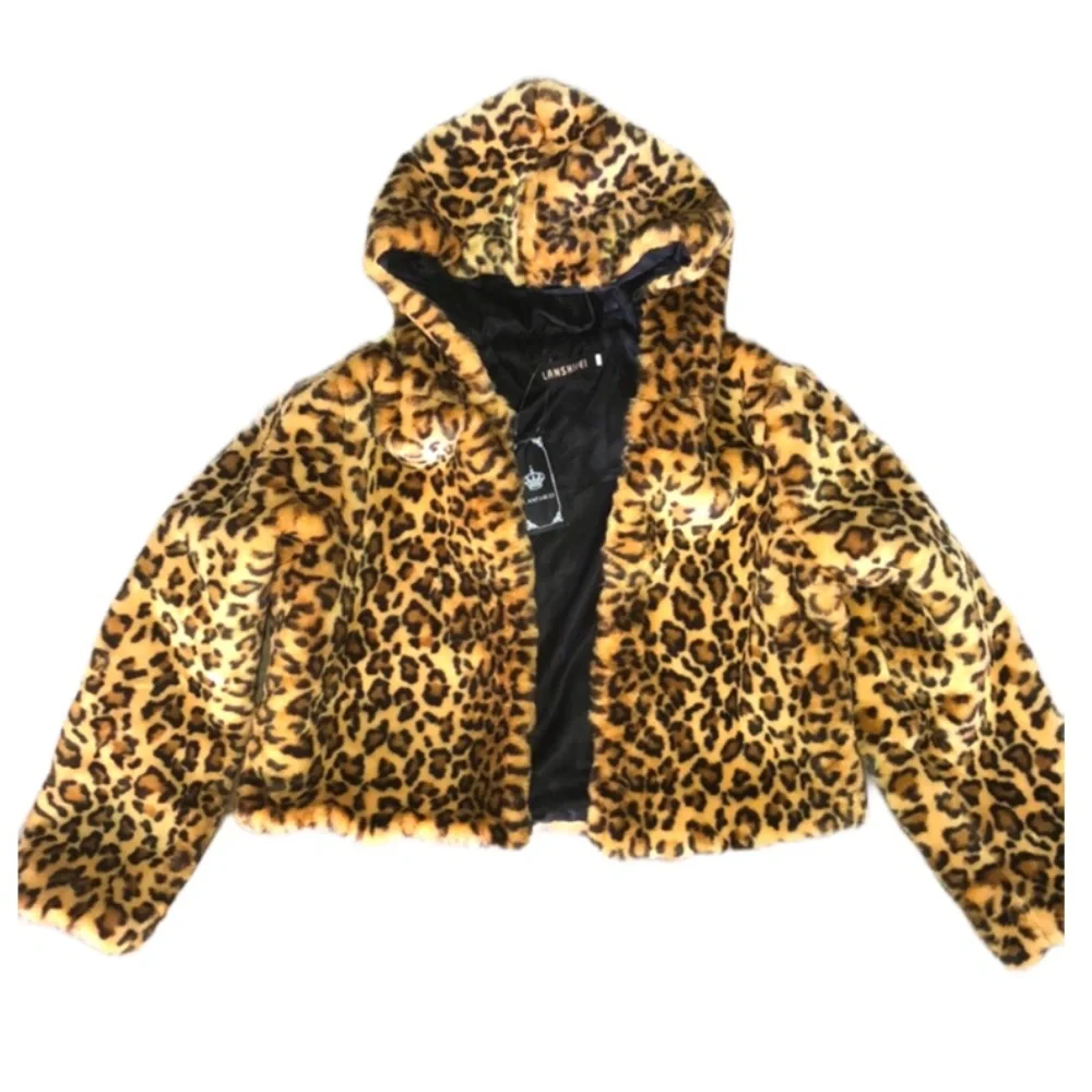 Leopard Faux Fur NWT Super Soft Hooded Coat - Picture 6 of 10